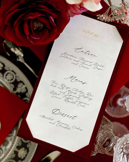 VELVET MENU SLEEVES